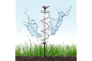 MOERAE Pluviomètre de Jardin, Pluviometre Exterieur Jardin avec Clous de Sol, Pluviomètre en Verre Amovible, Pluviomètre Extérieur Resistant Gel, Pluviomètre Décoratif pour Pelouse, Terrasse(17cm)