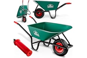 GARDEBRUK® Carriola 100 Litri da Giardino Cantiere Costruzione Portata Massima 250kg con Pneumatico Vasca Polipropilene