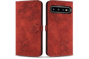 Vaitasy Funda para Samsung Galaxy S10 Plus, Ligera Cuero PU Protectora Cover con Función de Soporte Carcasa para Galaxy S10 Plus - Gato Café