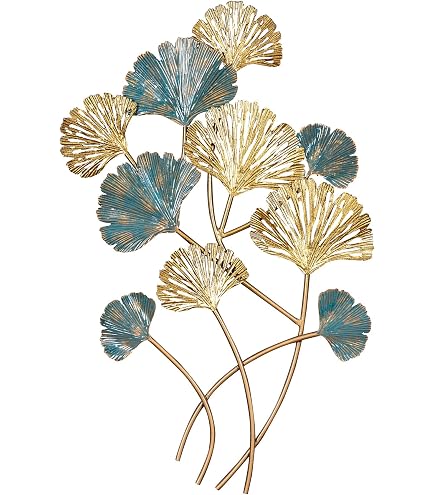 Décor Mural 3D Feuilles De Ginkgo - 110 X 68 Cm - Métal - Design Moderne Pour Salon, Chambre - 7