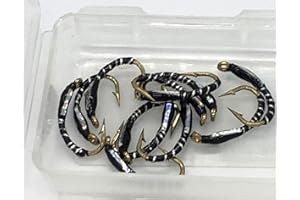 BESTCITY TACKLE Fishing Fly Epoxy Buzzer Black Holographic Silver Size 10 Pack of 12 PK #11