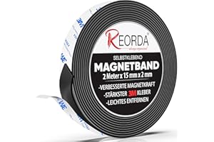 REORDA® Magnetband selbstklebend stark - Magnetstreifen selbstklebend mit starkem 3M Kleber - Magnetklebeband mit optimierter Magnetkraft - Magnet Klebeband