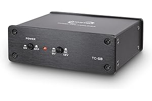 Dynavox TC-5B Phono-Vorverstärker, kompaktes Metall-Gehäuse, für Plattenspieler mit MM-Abtast-Systemen, optionaler Batteriebetrieb, schwarz
