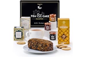 HATTIE'S GIFTS Hattie’s Gifts Ultimate Tea Gift Hamper - Breakfast & Afternoon Teabags, Genoa Fruit Cake, Shortbread & Jams - Gourmet Food Gift Hamper for Him and Her