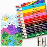 Jumbo Short Triangle Pencils with Sharpener, 11 Pieces for Children | They measure 9 cm, perfect for small hands, 5 mm thick