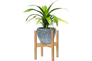 Harcas Plant Stands Indoor Adjustable Bamboo Wooden Plant Stand to Fit 22-32 Centimetre Pots. Beautiful Mid Century Design Home Accessory (Plant and Plant Pot Not Included). Pack of 1