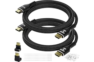 Mygatti Cavo 4K HDMI da 2 metri/2 pezzi,cavo Ultra HD HDMI 2.0, nylon intrecciato e connettori placcati in oro,4K@60Hz,HDCP 2.2, ARC,cavo HDMI per laptop, monitor, HDTV, PS5, Xbox One e altro