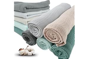 PLUMERI 5er 70x70cm Satz Pastellfarben Musselin Baumwolle Spucktücher Mulltücher Saugstark Waschlappe Hochwertige Stoffwindeln Mullwindeln