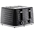 Daewoo Argyle Collection, Toaster 4 Slice With Defrost, Reheat And Browning Control To Use At Your Convenience, While The Removable Crumb Tray Makes Cleaning Quick, Black