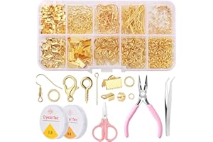 Samulee Kit Orecchini Fai da Te, 710 Pezzi Monachelle e Ganci per Orecchini, Kit Gioielli Fai da Te Adulti Con Scatola di Plastica