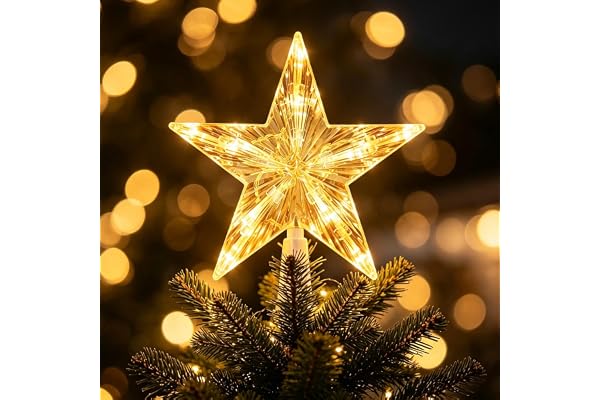 Julgransstjärna, lysande julgransstjärna med 10 lysdioder, julgransblomma, julgransgran, julgransprydnad för juldekoration