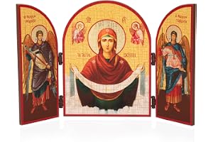 NKlaus Skydd av Jungfru Maria - Pokrova triptyk träikon 25 × 16 cm kristen 11089