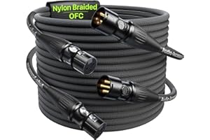 AA AUDIO ACCESSORY Cables XLR de 6m, 2 unidades, conectores Neutrik REAN chapados en oro, cable de micrófono trenzado de nailon reforzado con Kevlar, 99.99% 21AWG OFC, cable de micrófono macho a hembra blindado y