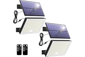 Topabol Faretto Led da Esterno Solare,400LED 3 Modalità Luce Solare LED Esterno,Bianco Freddo Lampada solare da esterno, Impermeabile Luci solari da Giardino per Sicurezza e Illuminare（2 Pezzi）