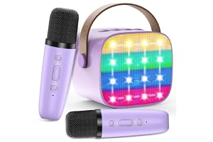 Karaoke maskin barn, mini karaoke-maskin med 2 mikrofoner, leksaker från 3–12 år flickor pojkar mikrofon presenter, bärbar Bl