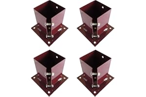 TTCWM Fence Post Support Bolt Down 4" 100mm Garden Holder Like Metpost Bolt Grip Brown x 4
