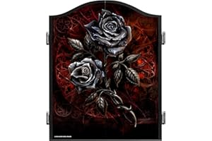 DARTS CORNER Officially Licensed Alchemy Dart Board Cabinet Heavy Duty Gothic Tattoo Design Dartboard Storage Unit (Roses)