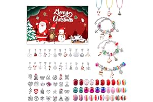 DUOJIN Accessori per ciondoli natalizi, fai da te, ciondoli, collane, bracciali, accessori per fai da te, braccialetti di Natale, perline con confezione regalo per la creazione di gioielli fai da te