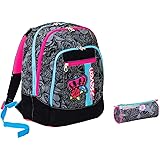 Zaino scuola advanced SEVEN + Bustina - ROSES GIRL - Nero - 30 LT - inserti rifrangenti