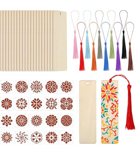 Kit Segnalibri In Legno Fai-Da-Te - 108 Pezzi, Con Nappe E Spago, Per Decorazioni