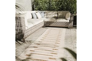 ‎INTERIYOU Interiyou Outdoor Teppich Wetterfest Kano - Läufer 80x300 cm Creme/Beige - Wasserfest für Balkon, Terrasse, Garten - Outdoorteppich passend auch für Wohnzimmer, Schlafzimmer und Küche - Aussenteppich