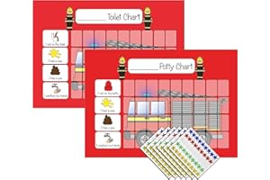 kids2learn Potty Training Reward Chart & Toilet Training Charts for toddlers boys girls with 270 star stickers - A4 Twin Pack of 2 charts Fireman