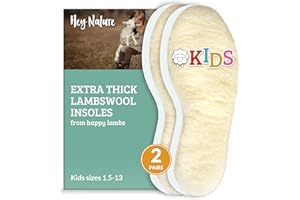 Hey Nature 2 Pairs Warm Kids Insoles/Lambswool Insoles for Kids, 100% Natural Foot Warmers. Childrens Insoles, Boot Liner or Welly Liners Kids. Wool Insoles Not Sheepskin Insoles, Heated Insoles