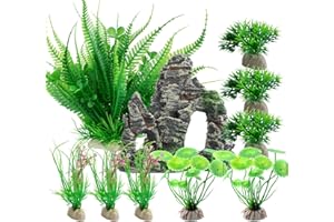 BAILMOLI Fish Tank Decorations, 10 PCS Aquarium Plants Green Fish Tank Plants Artificial Set Aquarium Ornaments Accessories