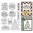 GLOBLELAND Christmas Greeting Words Clear Stamps Xmas Gift Snowflake Tree Silicone Clear Stamp Seals for Cards Making DIY Scrapbooking Photo Journal Album Decoration