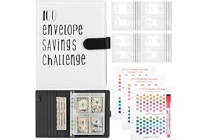 TIOODRE Enveloppe Budget, Classeur Budget Planner De L'argent Avec Enveloppes Pour Espèces, 25 Cartes Quadrillées à Quatre Carrés, 3 Cartons Colorés Et 1 Stylo Pour Tableau Blanc
