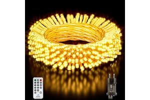BUUDALA Lichterkette Außen 26,2M 220 LED, Warmweiß Lichterketten Weihnachtsbaum Innen Outdoor Deko Strom mit Stecker Fernbedienung Timer 8 Modi Wasserdicht Weihnachtsbeleuchtung für Garten Baum Party Hochzeit