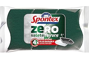 Spontex - Eponge Zéro Surfaces Encrassées - 3 éponges super Efficaces - 4x fois plus durables sans rayer