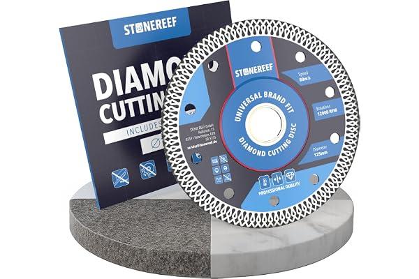 Diamantkapskiva 125 mm [125 × 22,23 mm] – Kakel för vinkelslip – kapskiva för sten, kakel, granit, marmor, keramik och natursten – hållbar diamantkapskiva kolstål