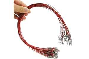 Drchoer 30Pcs Fishing Wire Leaders,150LB 19Inch Stainless Steel High Strength Fishing Line Leaders with Swivels and Snaps,Black/Red/Gree