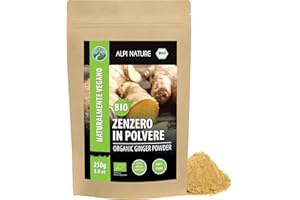 Alpi Nature Zenzero in Polvere BIO 250g, Polvere di Radice di Zenzero Essiccata e Macinata per Cucina