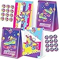 24 Pack Roller Skating Party Favor Bags Snacks with Sealing Stickers Treat Candy Gift Party Bags for Roller Skating Birthday Party Decoration supplies Roller Skate Party Decorations for Girls Boys