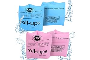 Gukasxi 4 Pack Inflatable Swimming Armbands for Kids and Adults, Inflatable Swim Floater Sleeves Swim Arm Bands Floatie Sleeves Float Roll Up Sleeves for Children Adult Learning Swimming