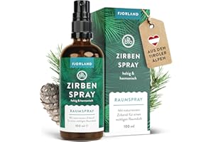 ‎FJORLAND Fjorland Zirbenspray 100% naturreines Zirbenöl aus Österreich – 100 ml Holzig-aromatischer Duft für dein Zuhause – Vielseitig einsetzbar als Raumspray oder Kissenspray