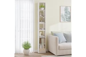 Hzuaneri Libreria a 7 Ripiani, Scaffale Libreria, 24 x 30 x 214 cm, per Soggiorno Studio Ufficio Camera da Letto, Bianco BC79703X