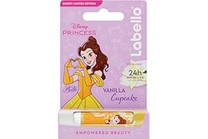 Labello Disney Princess Limited Edition Vanilla Buttercream 4.8 g, Balsamo labbra colorato con design con Belle, Burrocacao bambina 3+ idratante 24h, Burrocacao labbra lip balm con aroma di Vaniglia