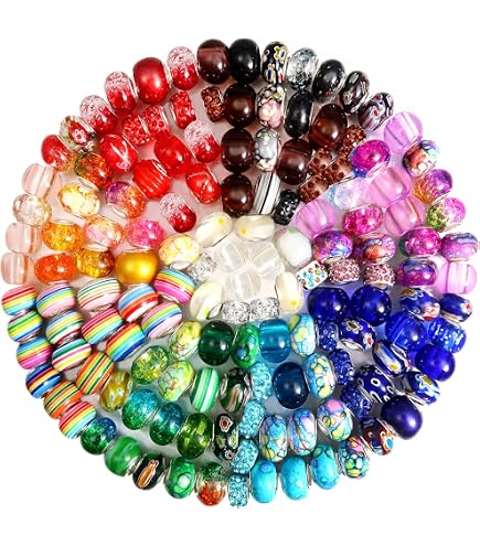 5 Perles Lampwork Murano Et Argent - Dimensions 15x9 Mm - Trou 4.5 Mm - Neuf - Fait Main Français