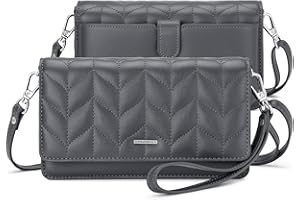 nuoku Umhängetasche Handytasche Damen Clutch Schultertasche im Klein Format mit RFID Karte-Slots 2 Armbändern