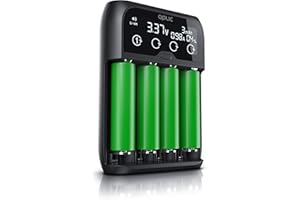 CSL-COMPUTER CSL - Universal Batterie Ladegerät - Akku Batterieladegerät Intelligent Battery Charger - für Li-ion, NI-MH, NI-Cd, LiFePo4 Akkus 18650 AA AAA Batterien und Akkus - LCD Display mit Echtzeitanzeige