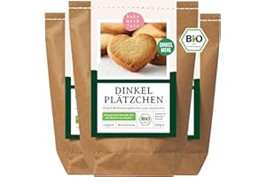 Bake with Love Dinkel Plätzchen Bio Backmischung für Weihnachten | 100% Dinkelmehl ohne Weizen Weihnachtskekse | Kleine Geschenke für Kollegen und Mitarbeiter | Vegane Kekse backen (3er Pack)
