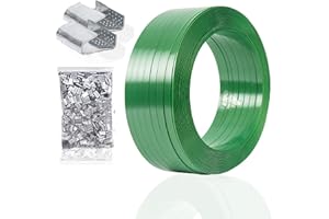 APSTOUR Heavy Duty Packaging Strapping Banding Strapping- 787' x 5/8" x 0.035" 800KG Break Strength PET Polyester Strapping Manual Banding Set Pallet Strap Strapping- with 100 pcs 5/8" Open Metal Clips