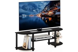 Furinno TURN-S-TUBE TV Stand, Wide Entertainment Center, TV Console for TV up to 55 Inch, for Living Room, Bedroom, Espresso