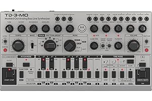 Behringer TD-3-MO-SR Desktop Synthesizer – "Modded Out" Analog Bass Line Synthesizer (Silber)