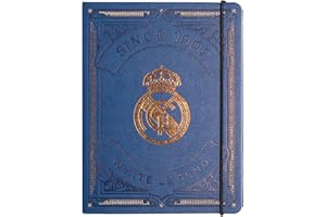 Grupo Erik Cuaderno Real Madrid - Real Madrid regalos : Cuaderno A5 punteado de PU | Ideal Regalos Real Madrid hombre - Cosas del Real Madrid para niños regalo, Diario Real Madrid 208 págs
