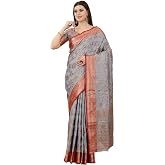 Saree In Seta Patola Donna SWORNOF – Bianco Con Pezzo Camicetta Non Cucito – Taglia Unica