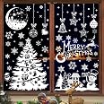 Adesivi Natalizi Per Finestre - 8 Fogli Con Fiocchi Di Neve, Babbo Natale, Alci E Pupazzi Di Neve, Removibili